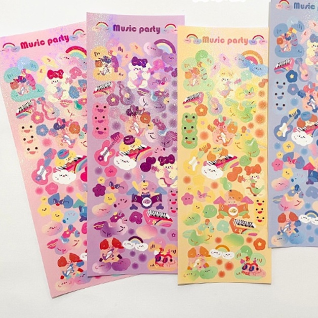 Zanmo tờ nhãn dán sticker cún kim tuyến laser lấp lánh trang trí toploader