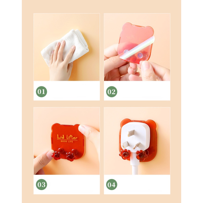 Bộ Hai Móc Treo Đầu Bàn Chải Đánh Răng Gắn Tường Đa Năng Hình Gấu