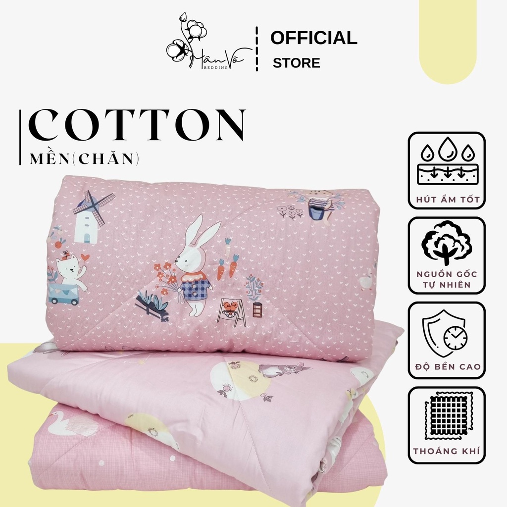 Chăn (Mền) lớn chần gòn họa tiết dễ thương cho bé, chất liệu COTTON