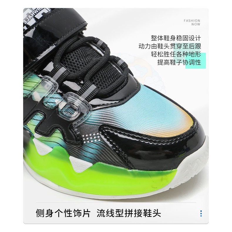 Giày thể thao bé trai đế EVA cao cấp siêu nhẹ, siêu êm - giày thể thao màu neon bóng siêu chất có quai dán QCCC full box