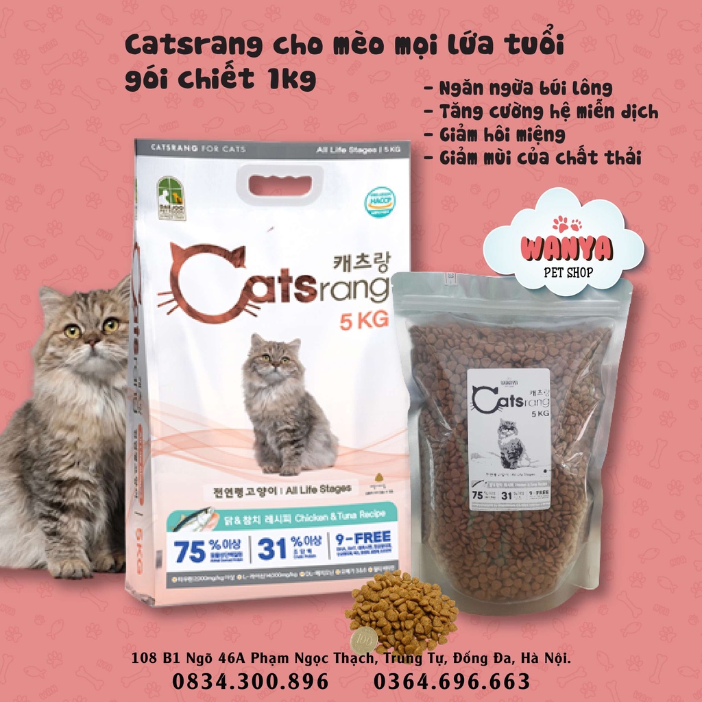 Catsrang cho mèo mọi lứa tuổi gói chiết 1kg | Wanya Pet Shop