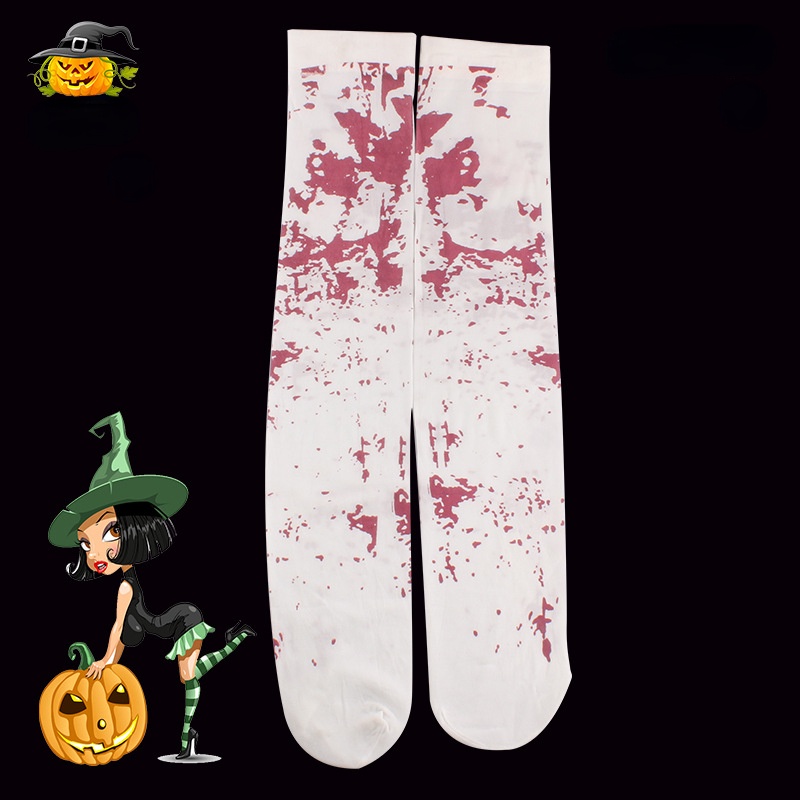 Halloween Knee Socks Girls New Skeleton Nurse Bleeding Stockings Fashion Personality Role Costume Accessories Women Socks