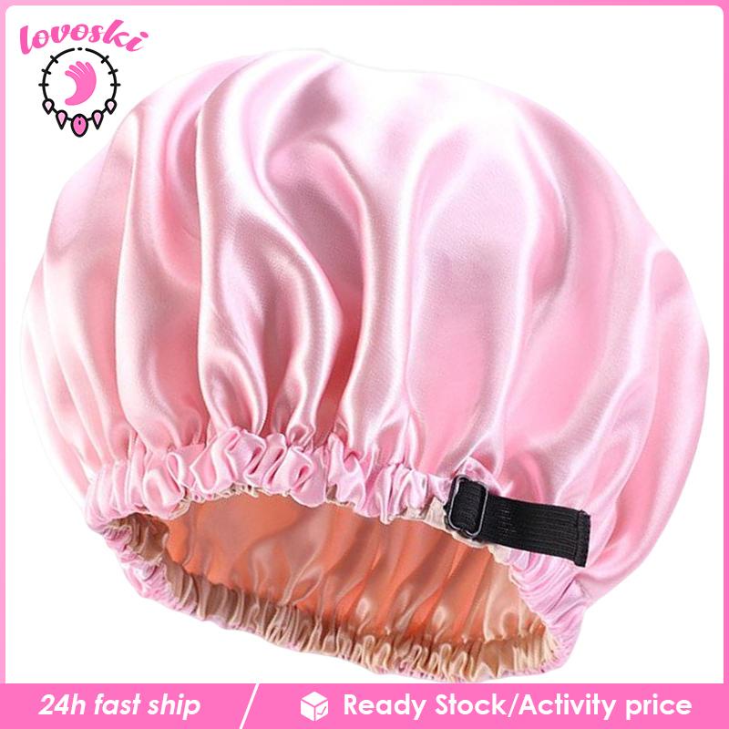 Mũ Trùm Đầu Vải satin Hai Lớp Có Thể Điều Chỉnh Dùng Khi Ngủ / Kaki