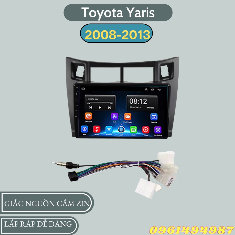 Mặt dưỡng 9 inch Toyota Yaris kèm dây nguồn cắm zin theo xe  dùng cho màn hình DVD android 9 inch