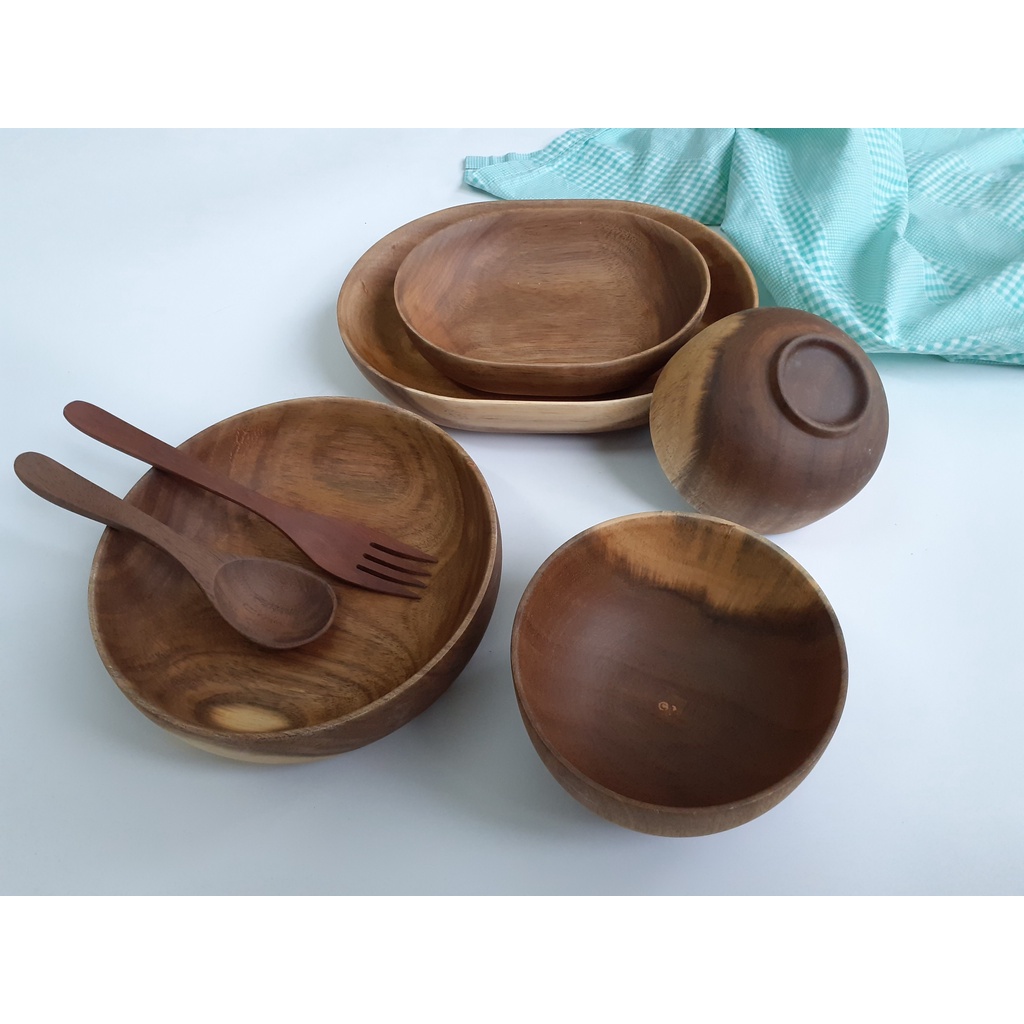 Bát gỗ, tô gỗ đựng salad, màu nâu đẹp