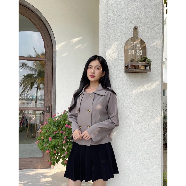 Áo kaki 1 lớp dáng ngắn