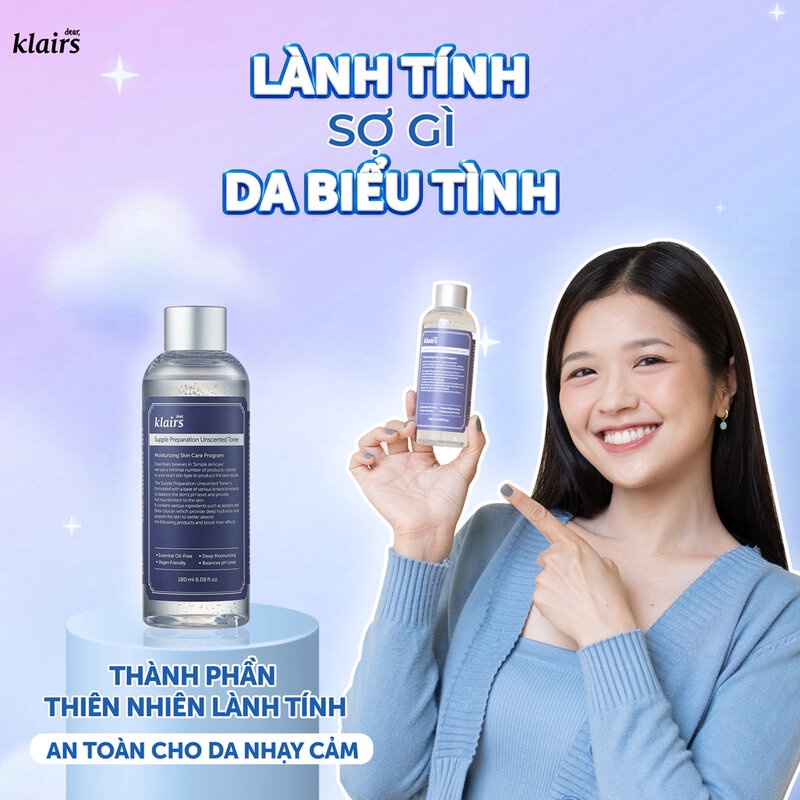 Toner Klairs - Nước hoa hồng Dear, Klairs Supple Preparation Unscented / Facial Toner 180ml (Không Mùi / Có Mùi) | BigBuy360 - bigbuy360.vn