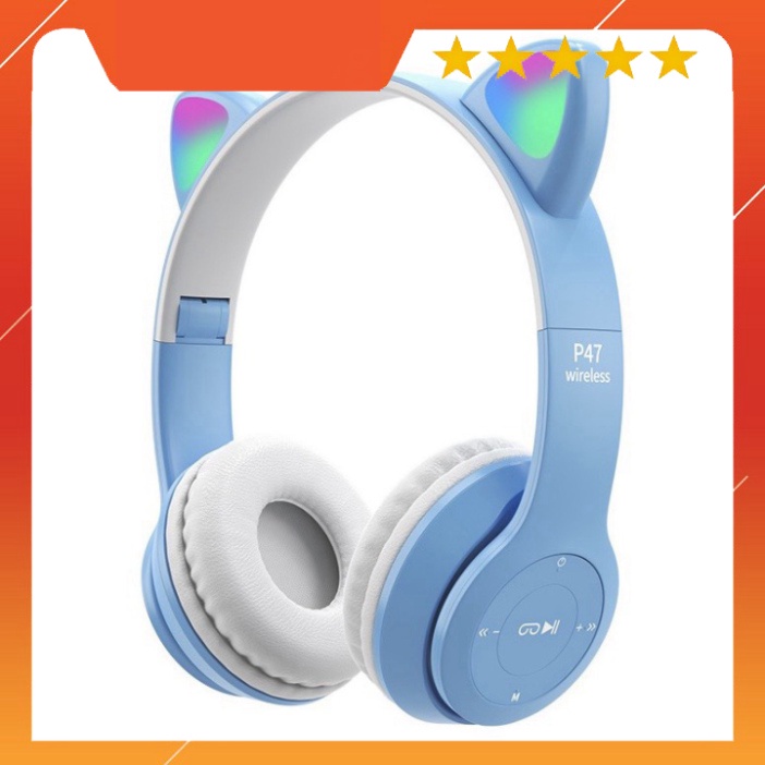 Tai nghe bluetooth tai Mèo, P47 có khe cắm thẻ nhớ - Âm Thanh Đỉnh Cao