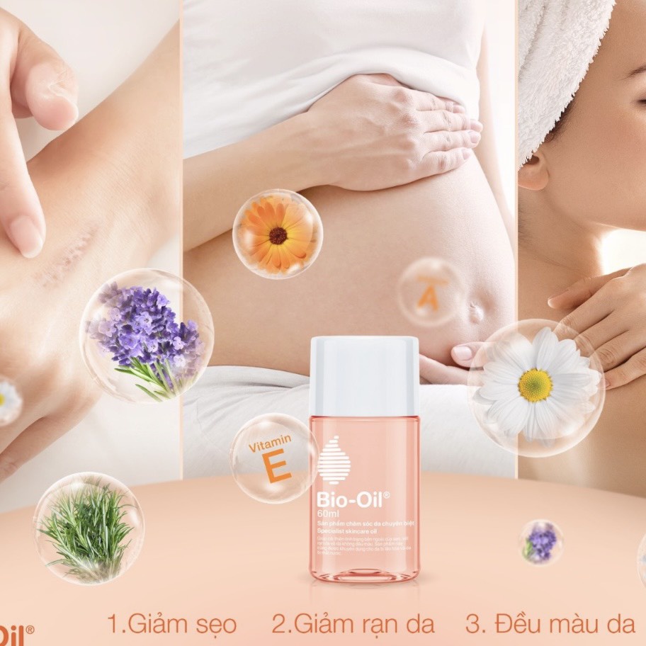 Tinh dầu chống rạn da bà bầu bio oil scar làm hết rạn da mờ sẹo hết thâm da khi mang thai và sau sinh.