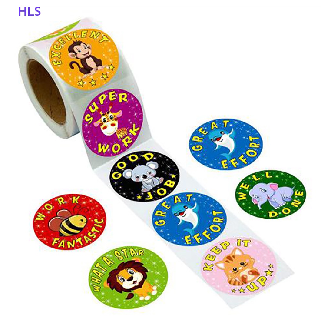 Cuộn 500 Miếng Dán Hình Động Vật Dễ Thương Dùng Làm Phần Thưởng Cho Học Sinh