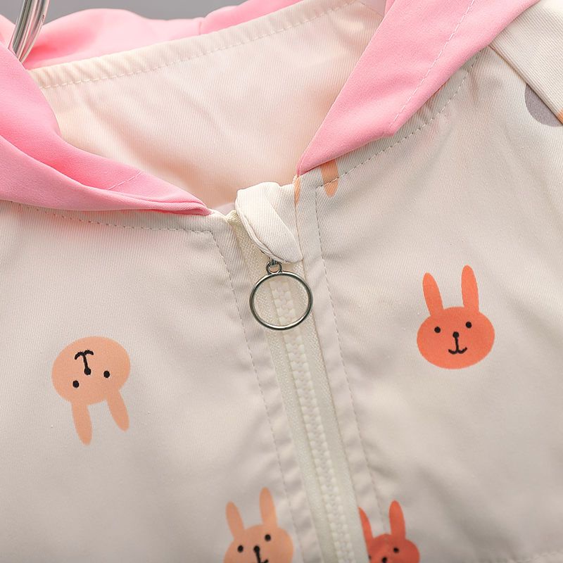 Áo Khoác Khóa Kéo Có Nón In Họa Tiết Hoạt Hình Dễ Thương Thời Trang Xuân Thu Cho Bé Gái