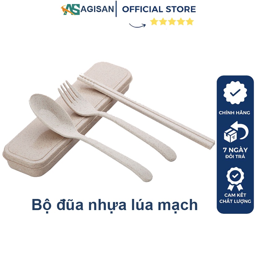 Bộ Đũa Thìa Nhựa Lúa Mạch Tiện Lợi Gồm Thìa Đũa Nĩa Agisan