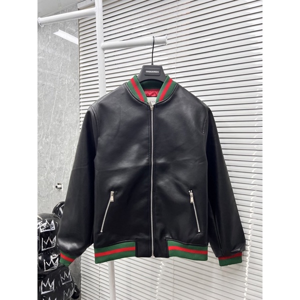 Áo Khoác Da 𝔾𝕦𝕔𝕔𝕚 Kiểu Dáng Bomber Cực Chất