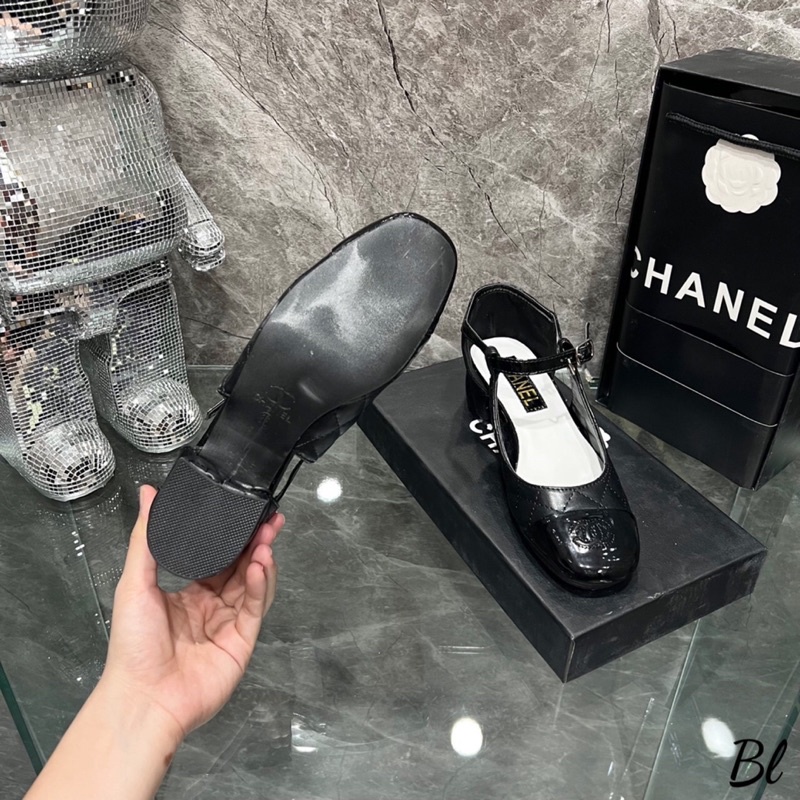 Sandal da trần chỉ mũi bóng hàng mới fullbox gót vuông 5cm