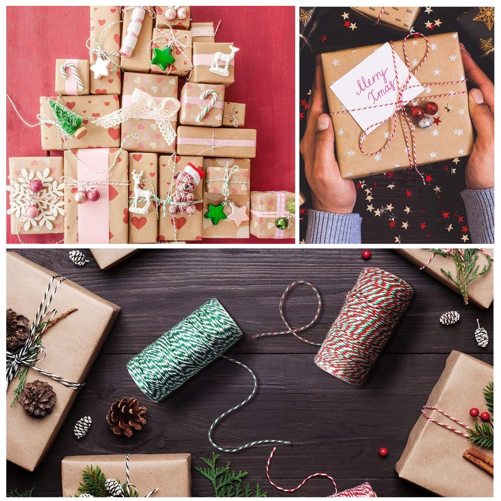 Dây sợi cotton 2 màu trang trí đồ handmade  - 01 cuộn
