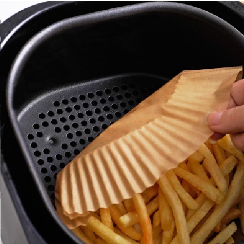 Bộ 50 Miếng Giấy Lót Nồi Chiên Không Dầu, miếng lót nướng thấm dầu hình tròn