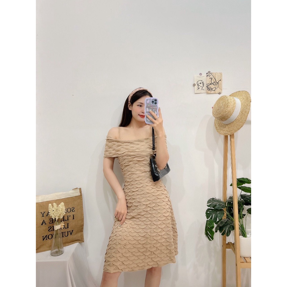 ĐẦM VÁY 2 DÂY THUN SÓNG - Hình Shop Chụp