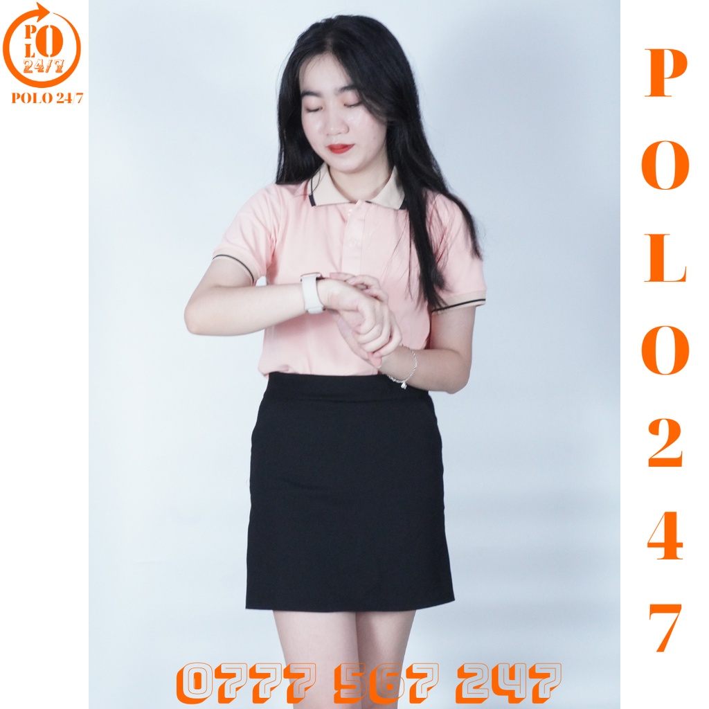 Polo hồng phấn đơn giản tinh tế,cho cặp đôi, chất vải cá sấu cotton co giản 4 chiều, thoáng mát.