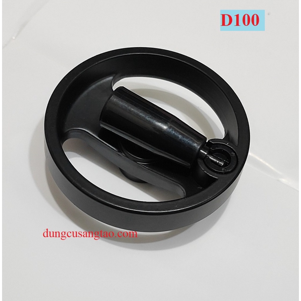 Tay quay loại gấp gọn, bằng nhôm mạ đen D100mm lỗ 10mm 12mm