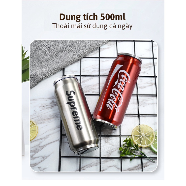 Bình Giữ Nhiệt Coca Inox 304 Có Ống Hút | Ly Giữ Nhiệt Thép Không Gỉ Dung Tích 400 Ml | Bình Đựng Nước