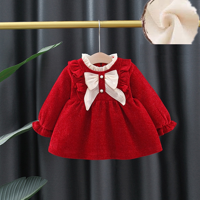 Đầm Công Chúa Mùa Đông 2023 Bằng Vải Cotton Ấm Áp Cho Bé Gái 1 Tuổi