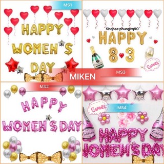 Set trang trí 8-3 , 20-10 ngày phụ nữ , Happy Women’s Day, phụ kiện bóng sinh nhật