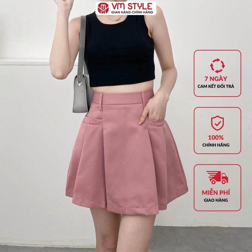 Chân váy ngắn VMSTYLE dáng xòe xếp ly 2 bên 812 - CVN00049