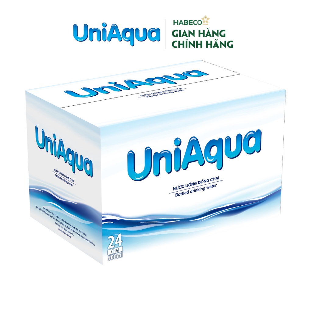 Thùng 24 chai nước uống đóng chai UniAqua - HABECO (350ml/chai)