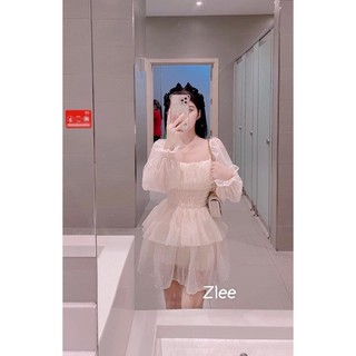 Đầm công chúa đi chơi tiệc, đầm cổ vuông tay phồng phong cách hàn quốc nhẹ nhàng dễ thương với 2 màu đen trắng