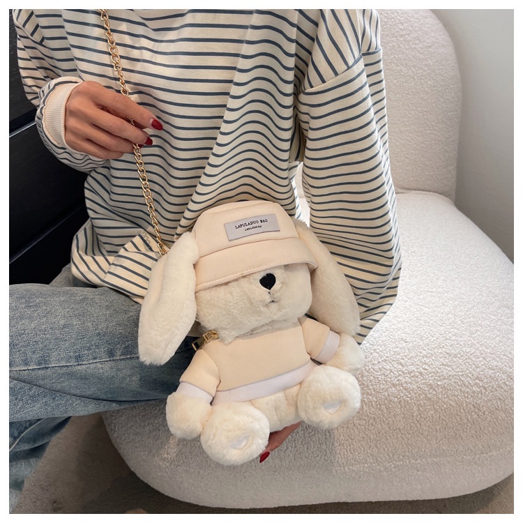 Túi Đeo Chéo Hình Tai Thỏ Phối Dây Xích Dễ Thương Thời Trang Cho Bạn Gái