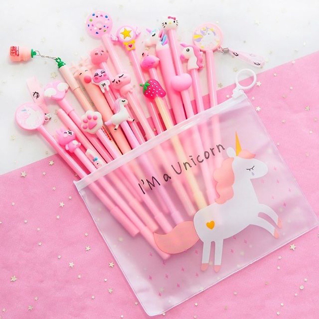 Sét 20 bút bi nước cute nhiều hình nhiều màu dễ thương