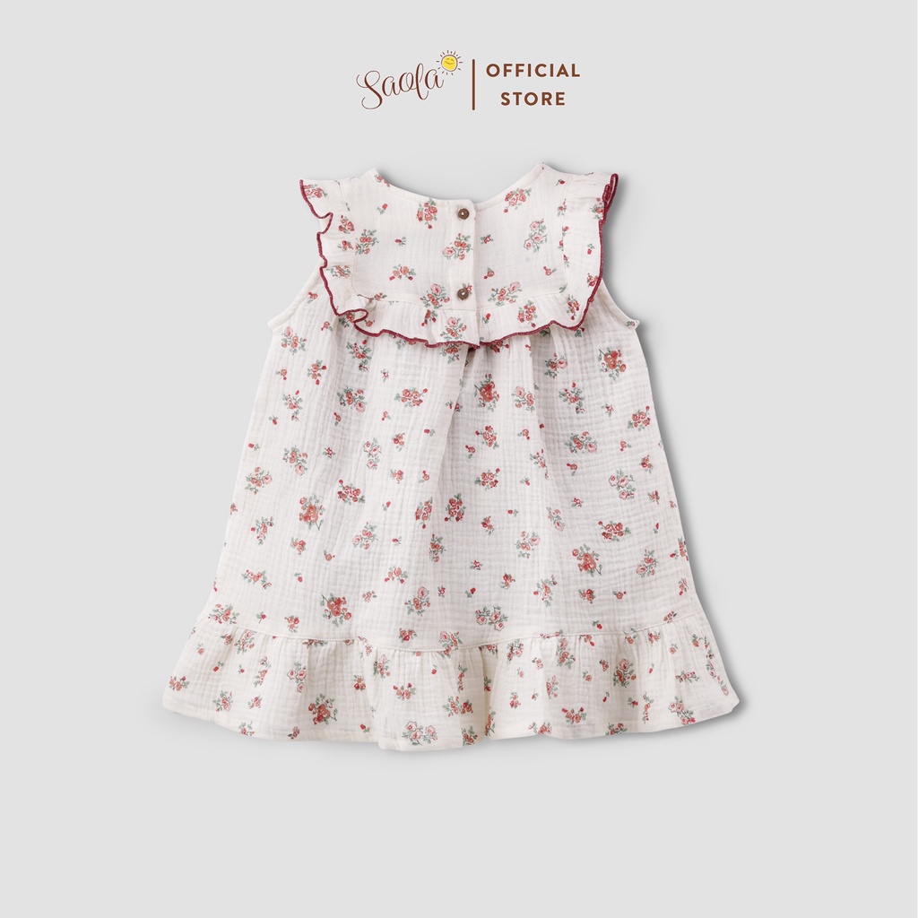 Váy Bé Gái Phối Bèo Chất Liệu Muslin Thoáng Mát Mềm Mịn - DRM018 - CAMELLIA DRESS - SAOLA KIDS CLOTHING