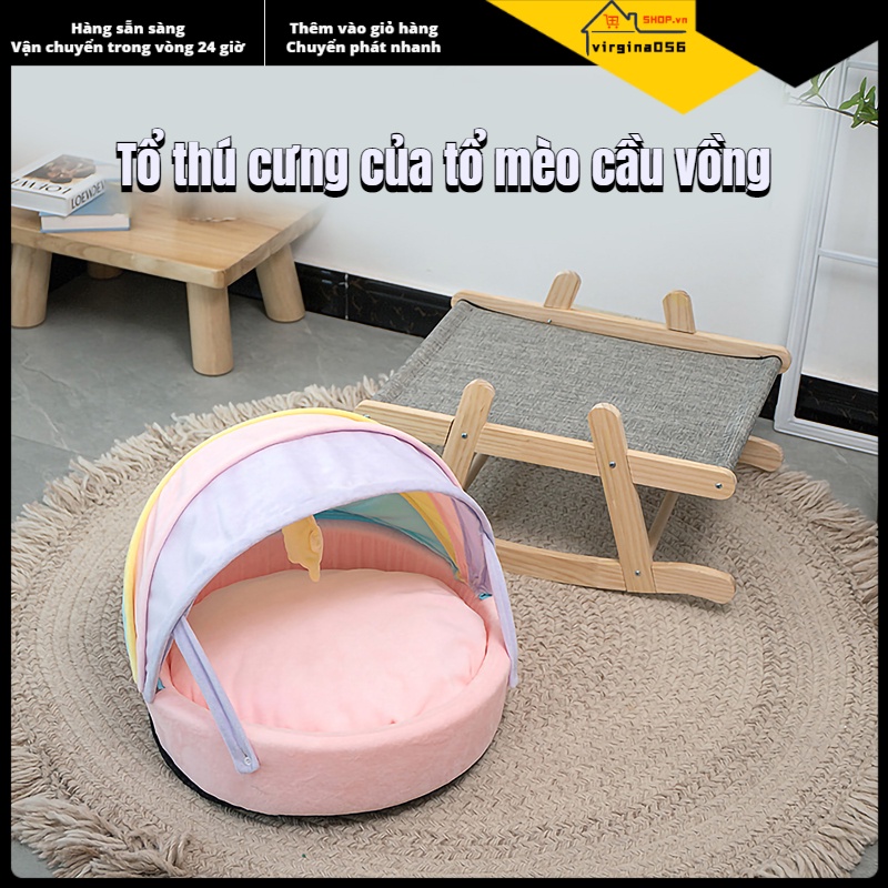 Có thể bán buôn Rainbow Cat Nest Four Seasons Sẵn có Thiết kế chống trượt dưới đáy Nhà mèo mềm mại thoải mái cho nuôi chó Virgina056 Hàng giao ngay