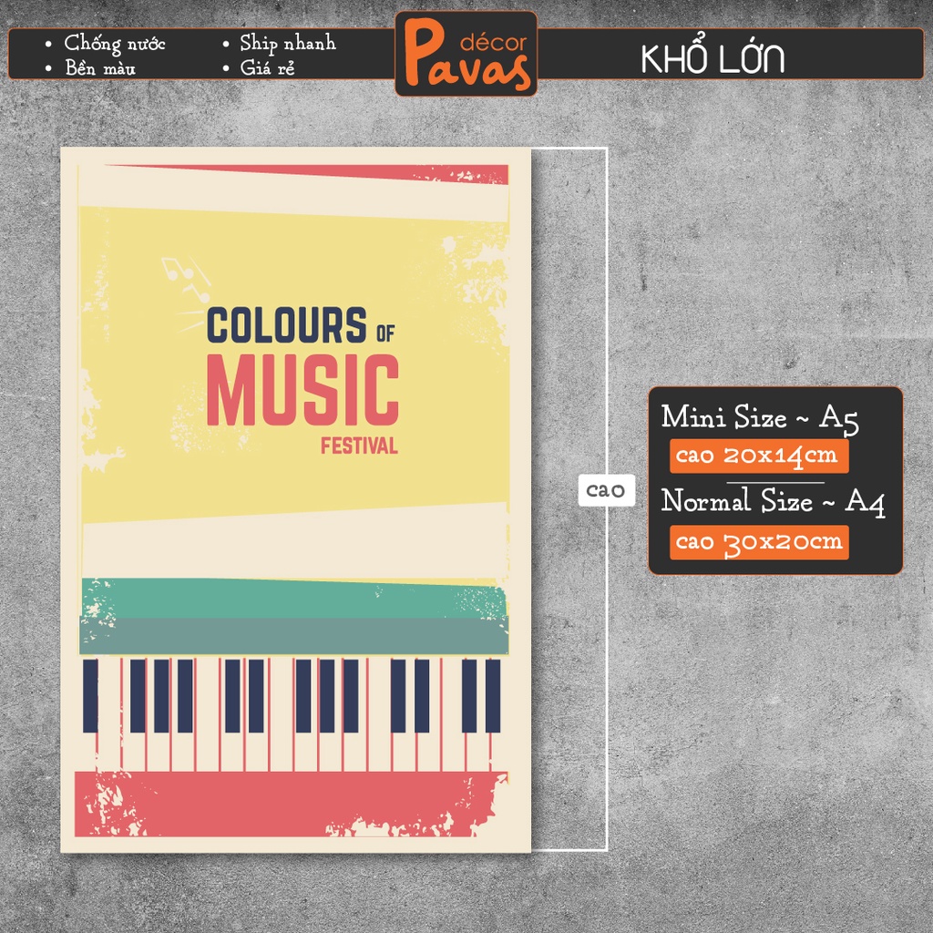 24 Tấm Decal Poster Music chống nước dán tường trang trí dán quán trà sữa, cà phê, quán ăn, tủ, decor phòng. PT08