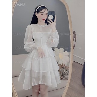 Váy trắng tiểu thư dài thu đông