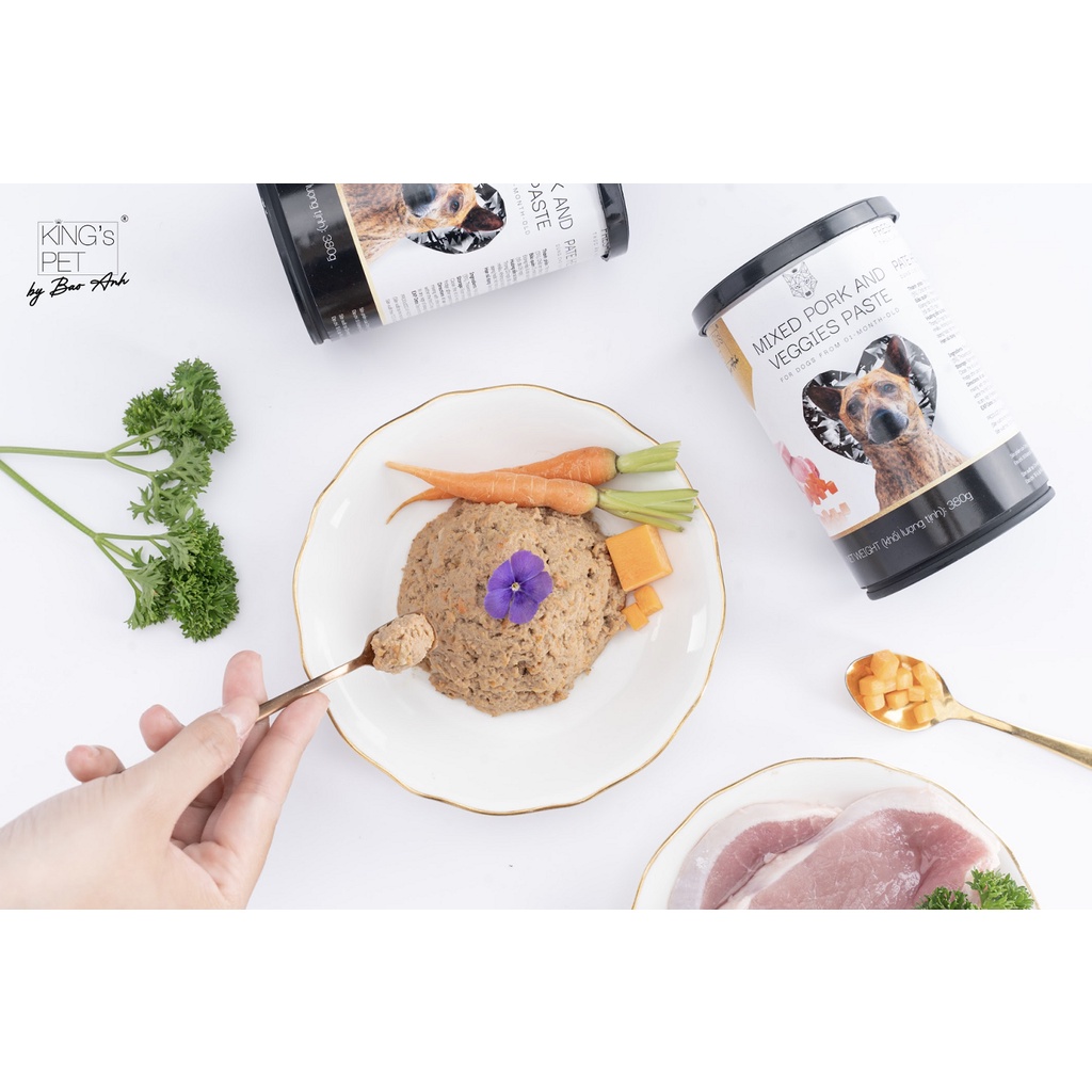 Pate lon Heo rau củ King’s Pet by Bao Anh 380g dành cho chó