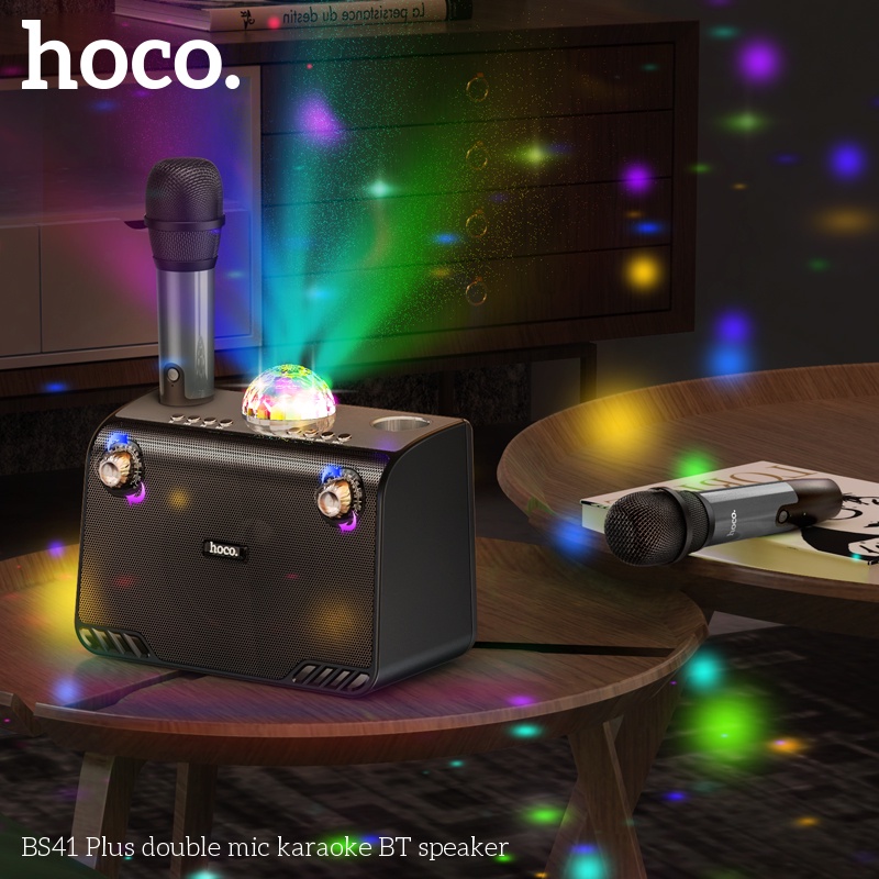 Loa bluetooth kèm 2 míc Karaoke có đèn Hoco BS41 Plus