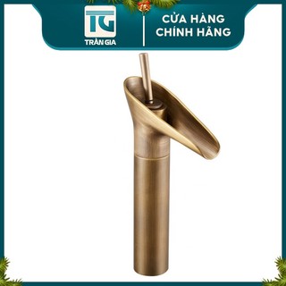 Vòi nước rửa tay chậu rửa mặt lavabo nóng lạnh cao cấp màu vàng đồng phong cách ống trúc cổ điển