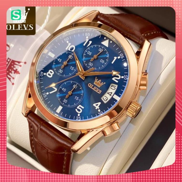 Đồng hồ nam chính hãng OLEVS 2878 dây da bò  chống vô nước sâu  hiệu ứng phát sáng