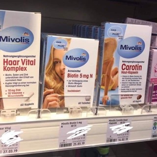 - Viên cho da tóc móng, kích mọc tóc Biotin Mivolis - hàng nội địa Đức - hộp 60 viên