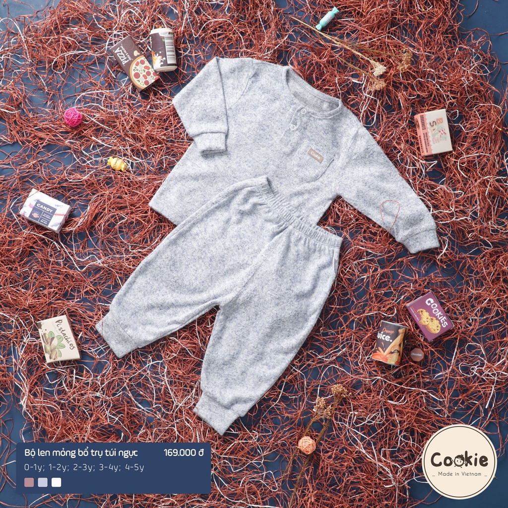 Bộ quần áo Cookie len mỏng bổ trụ túi ngực ( 0 - 5 tuổi )
