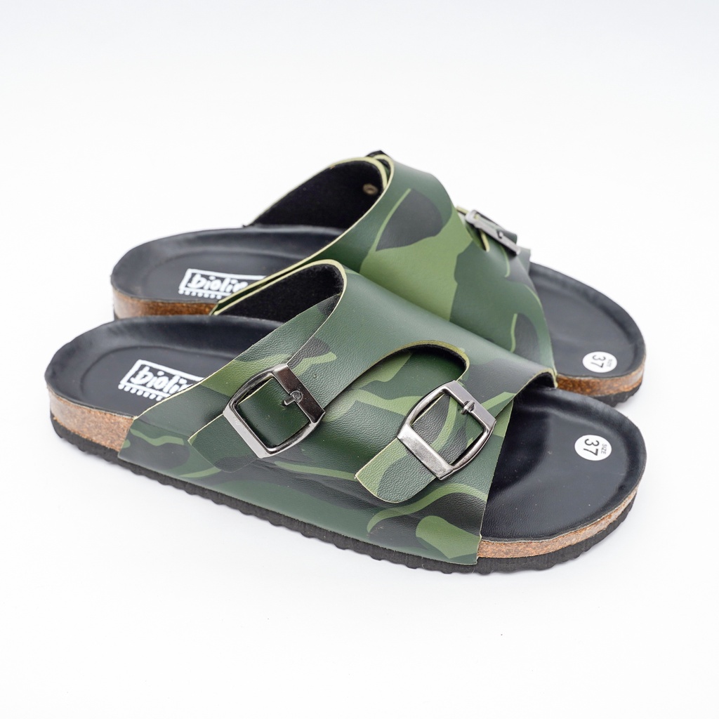 [Bản giới hạn] R19 - Sandal Birken Đế Trấu BIOLINE Official Camo Rằn Ri Unisex Nam nữ Quai Hai Lớp Da PU cao cấp