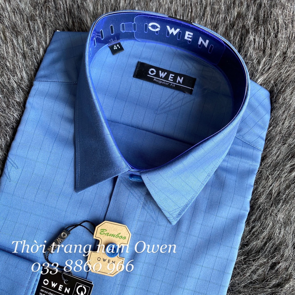 OWEN - Áo Sơ mi  dài tay Owen Regular fit chất sợi tre kẻ ô chìm 221072