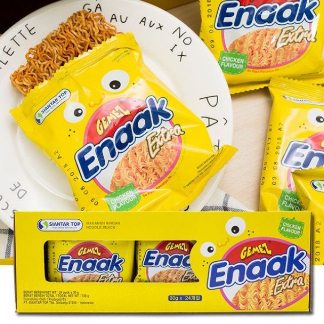 Snack Mì Enaak Indonesia, Mì Trẻ Em Ăn Liền Vị Gà Truyền Thống 30G, Đồ ăn vặt,