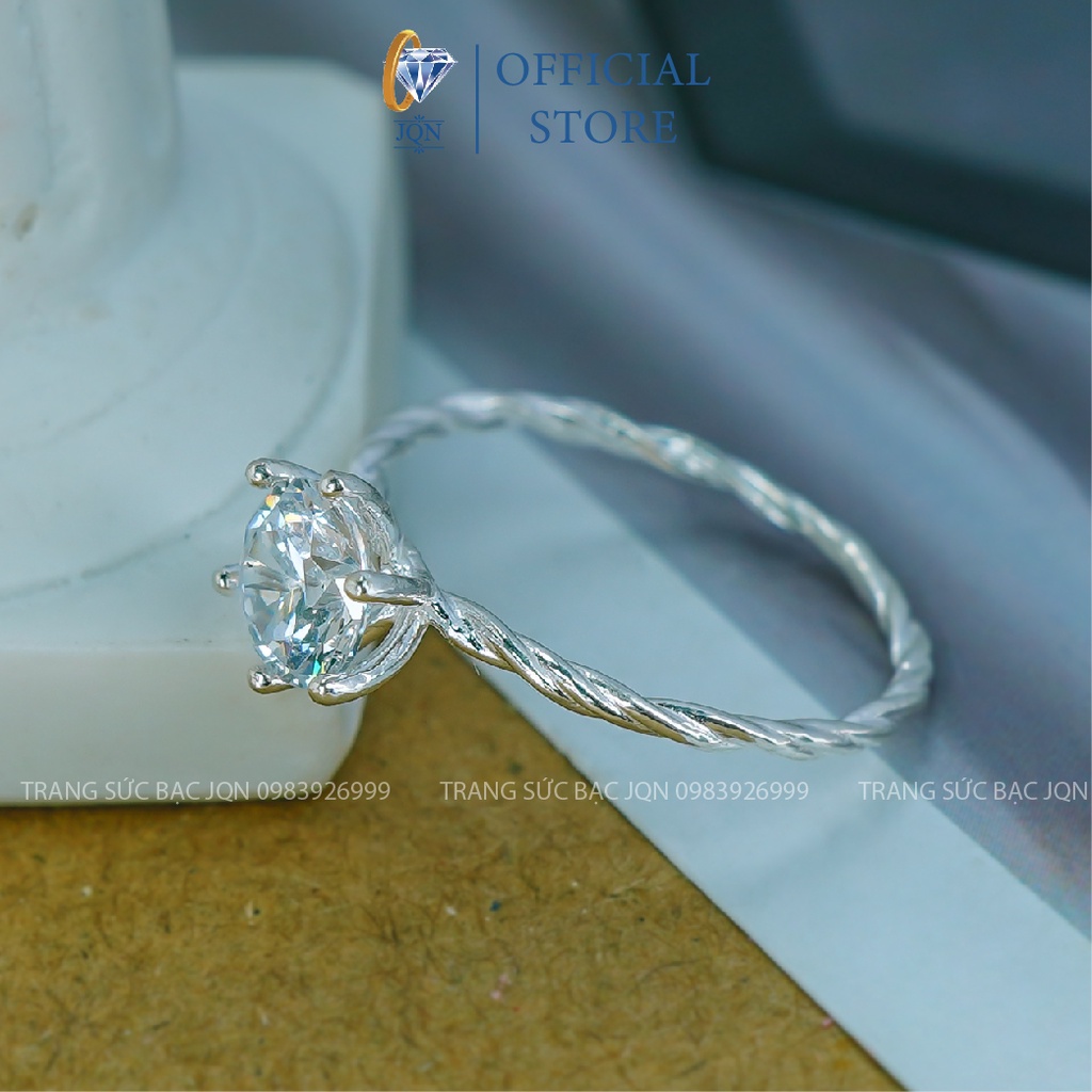 Nhẫn Nữ JQN Giá Rẻ Bạc Ta Đính Đá Đẹp N87