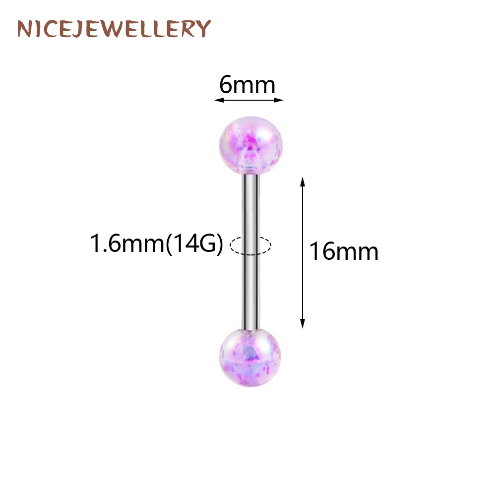 1 Khuyên Lưỡi Nhiều Màu 14G Bằng Thép Không Gỉ