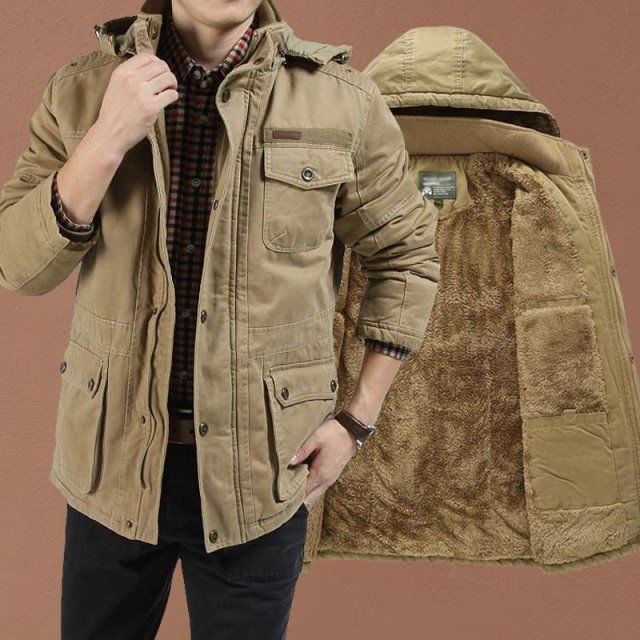 Áo Khoác Đệm Cotton Lót Nhung Dáng Dài Giữ Ấm Mùa Đông Có Size Lớn Cho Nam