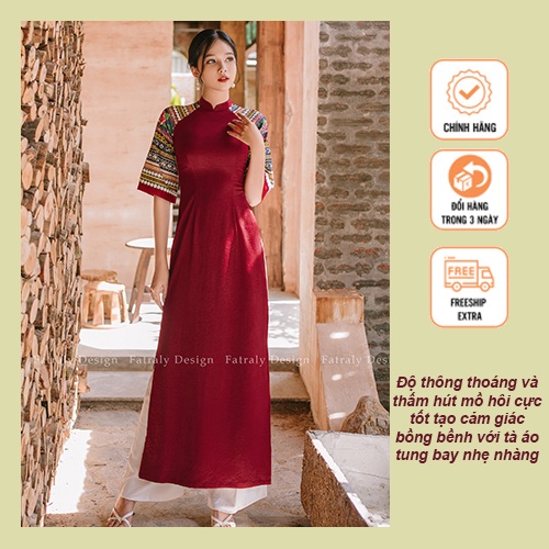 Áo Dài lụa Linen phối tay Fatraly