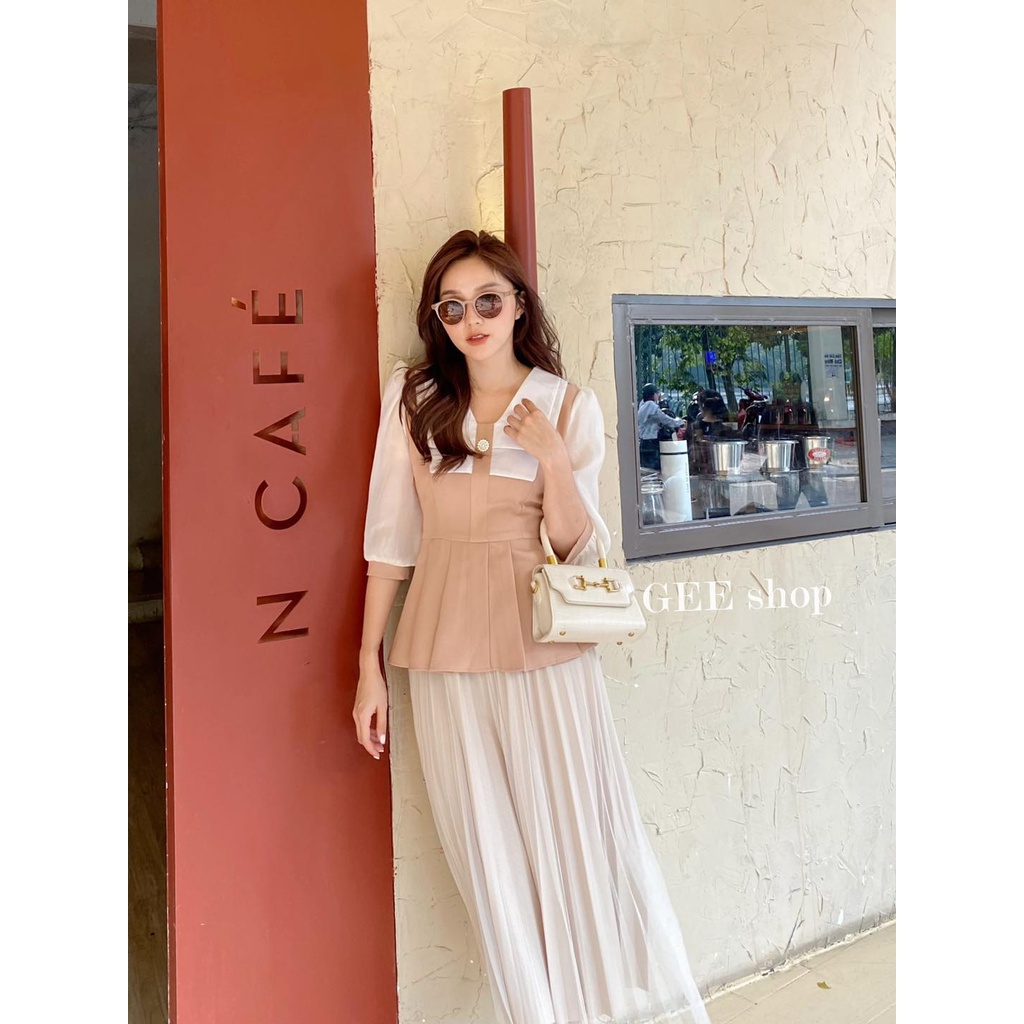 [Design by Gee] Áo peplum cổ vuông vải tuýt si hàn | BigBuy360 - bigbuy360.vn