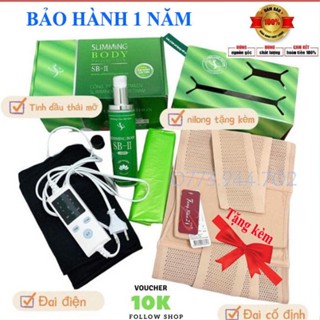Đai Điện Nịt Bụng Giảm Mỡ Ủ Nóng Slimming Body Sb2 Full Bộ Kèm Tinh Dầu Giảm Mỡ Bụng Đánh Bay Mỡ